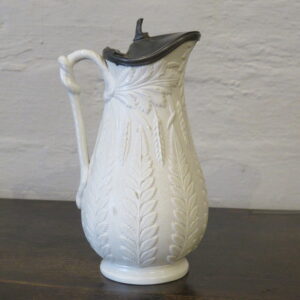 Victorian Mid 19th Century Cobridge Parian Jug with Fern Relief