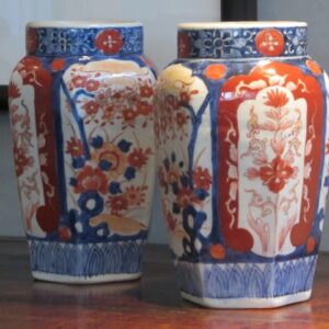19th Century Japanese pair of Imari hexagonal shaped vases - AA1754