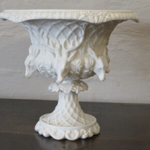 19th Century Ceramic Fruit Bowl on Stand with Doe and Stags