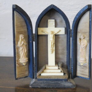 Late19th Century Italian Export, Tri-Fold Devotional Cross in Case