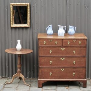 18th Century English Country Oak and Walnut X-banded Chest of Drawers