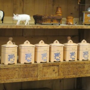 A rare complete set of first half 20th Century, French ceramic spice lidded containers - AA1965