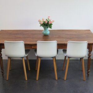 19th Century French Elm Farmhouse Table on Reeded Turned Tapered Legs