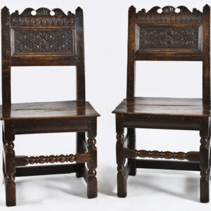Pair of late 17th Century oak side chairs, North West England - UK1148