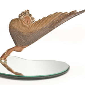 A decorative 20th Century French 'Coquette' limited edition bronze folding mirror - Signed Erte