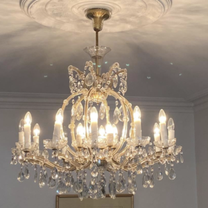 First half 20th Century French Maria Theresa 12 branch Crystal Chandelier.