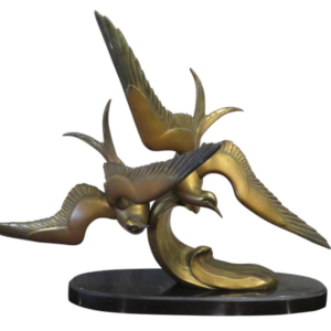 Extremely Rare Art Deco Bronze Sculpture "Terns in Flight' - Irenee Rochard - 1935