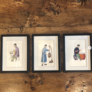 A Trio of 19th Century Chinese Watercolours of Musicians on Rice Paper