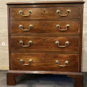 Georgian Style English Faded Figured Mahogany Miniature Chest/Bedside Table.