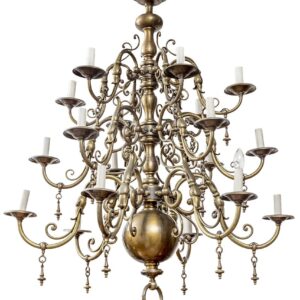 Mid century 19th style Century Flemish Brass 18 Branch Electrolier