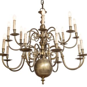 A large bronze two-tier 16 branch Flemish electrolier