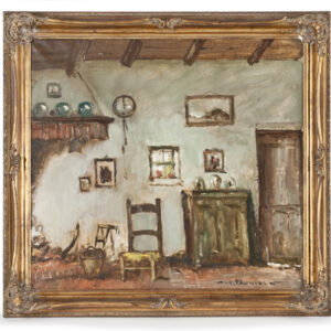 Mid 19th Century French oil of a country living room - AA1941