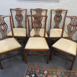 A Rare Set of Six 18th Century English Country Hepplewhite Dining Chairs