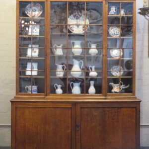 Magnificent 18th Century English Georgian Country Oak Break-front Bookcase