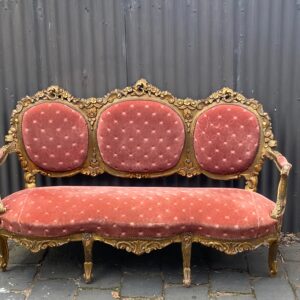 Highly decorative 19th century French floral carved gilt settee