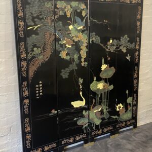 19th Century Chinese Export Black Lacquered Screen