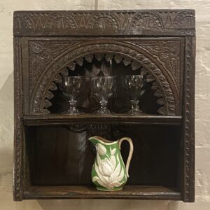 A Rare English Oak mid 17th Century hanging boarded glass case