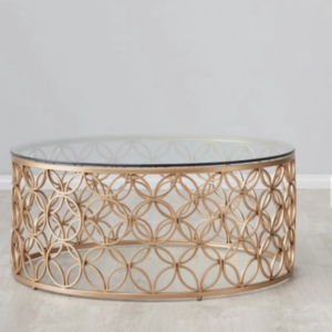 A decorative overlapping circle coffee table.