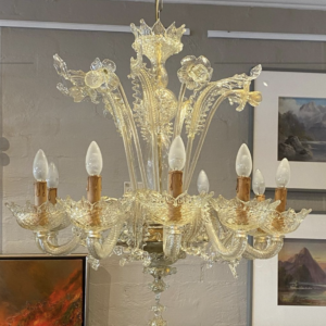 Exceptionally Large First Half 20th Century Italian Murano Ten Branch Crystal Chandelier