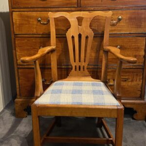 18th Century English Cherry Wood Country Chippendale Arm Chair