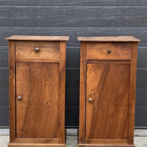 Unusual pair of 19th Century French Provincial Figured Walnut Bedside Tables