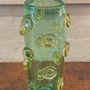 Decorative Italian Murano hand blown green domed vase