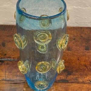 Decorative Italian Murano hand blown blue domed vase