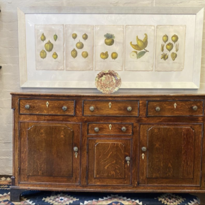 19th century English country oak low dresser/sideboard of narrow proportions