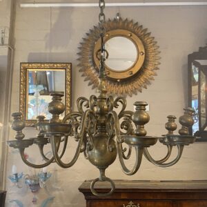 19th Century Dutch Brass Candle Holding Chandelier