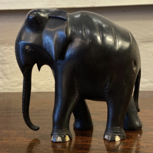 19th century Asian solid ebony carved elephant.