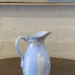 A delightful 19th century English, Gilt & Soft Blue Stoneware Jug.