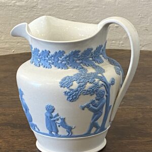 19th century English soft blue and white salt glaze jug