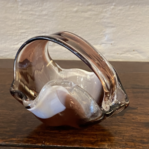 Vintage Japanese OTK purple art glass basket