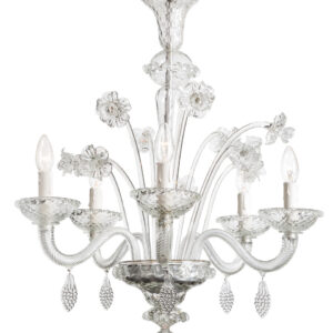 Italian Murano clear floral chandelier