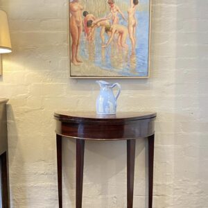 Rare first half 19th century English Regency mahogany demi-lune folding card table of small proportions.