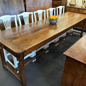 An unusually long 19th century French elm & oak farmhouse table.