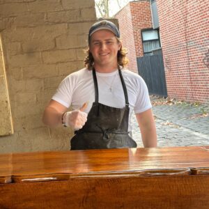 Charlie Allpress polishes his first piece