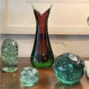 Stunning mid century Italian Murano green and red Sommerso vase.