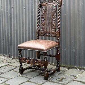 RESTORATION: Late 17th Century Charles II carved walnut chair.