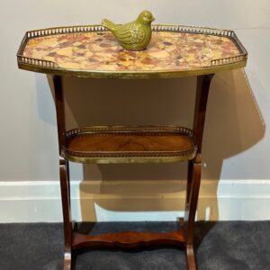 Two tier marble top oval shaped occasional table