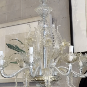 Assembling this magnificent Italian Murano clear glass chandelier today.