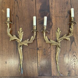 Pair of French Gilt Brass XVth Sconces