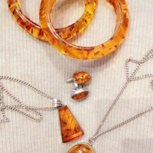 A Private Collection of Mid Century Amber & Sterling Silver Jewellery.