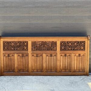 50% OFF - Rare, beautifully carved 19th century French oak standing church pew.