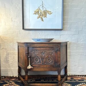 19th century English oak, 17th century style livery (food) cupboard.