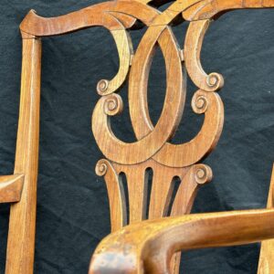 18th Century English Country Chippendale Ash & Elm Armchair.