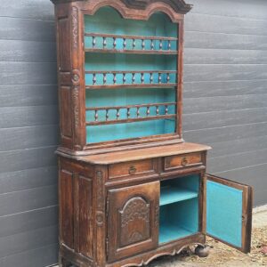 A rare museum quality first half 18th century French provincial walnut dresser/buffet and rack.