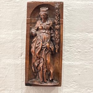 18th/19th Century European Walnut Carved Woman with Crown