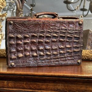 A Mid Century European Crocodile Briefcase/Handbag