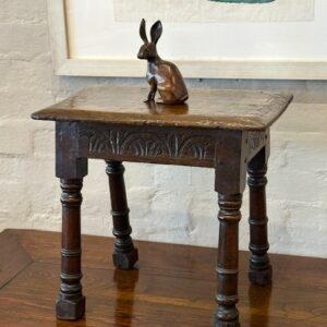 A freshly waxed, stylish 17th century English oak joint stool.